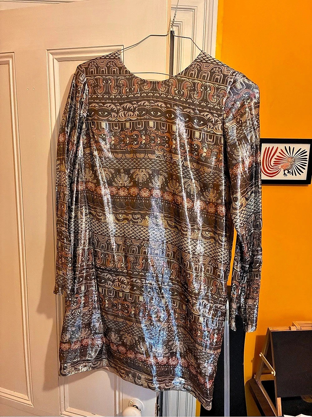 Kenzo Paisley Mini Dress in Silver Size Medium (but fits like US S!)